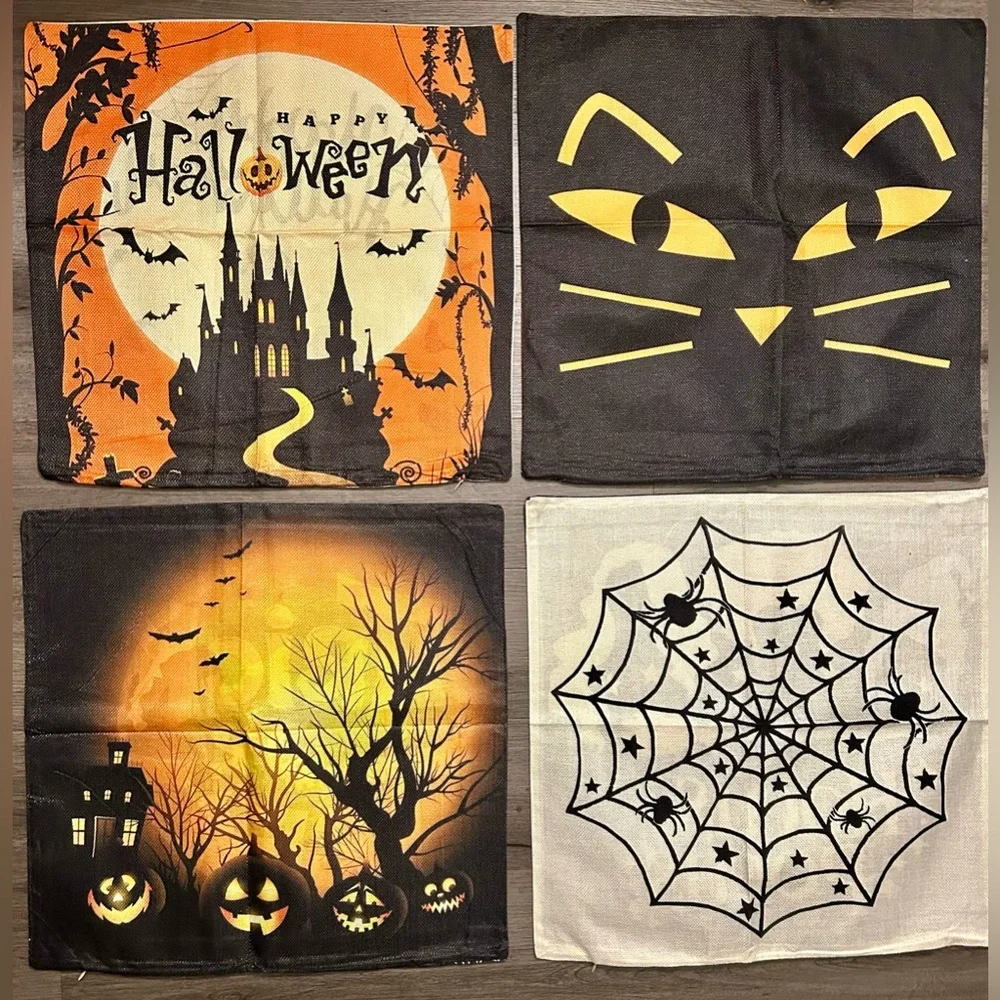 Halloween pillows covers,(A)4-reversible pillow different print on the backside